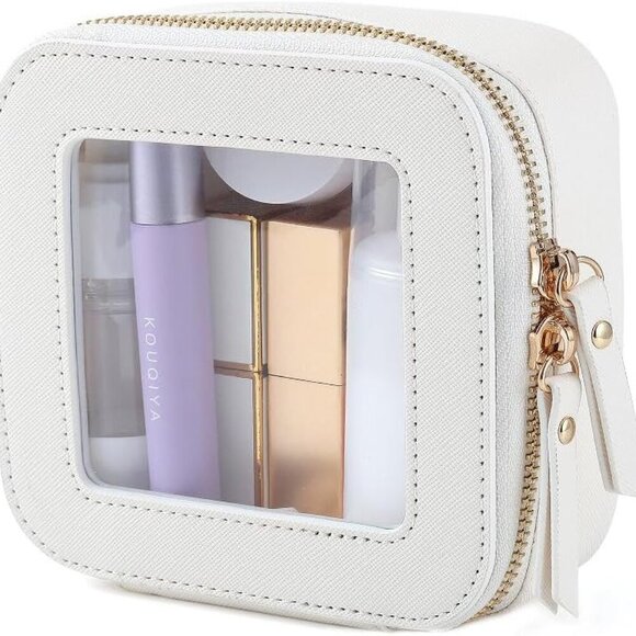 Clear Makeup Bag for Women - Mini Waterproof Cosmetic Bag with Gold Zipper,Porta - Picture 1 of 9